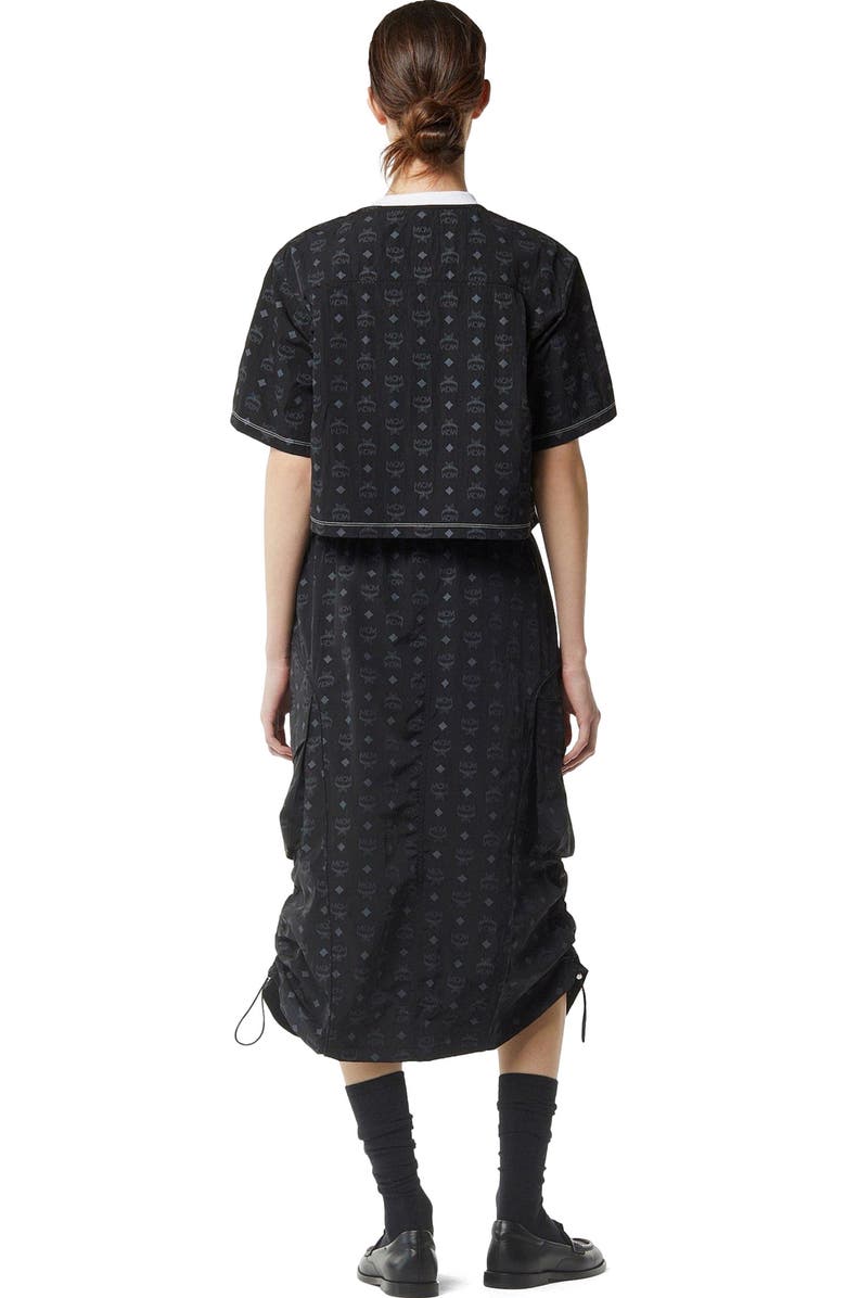 MCM Monogram Midi Skirt in Recycled Nylon, Alternate, color, Black
