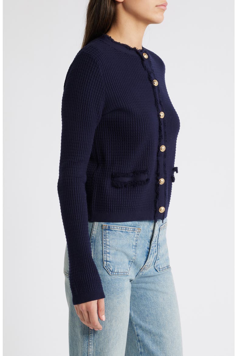 Textured Knit Cardigan, Alternate, color, NAVY
