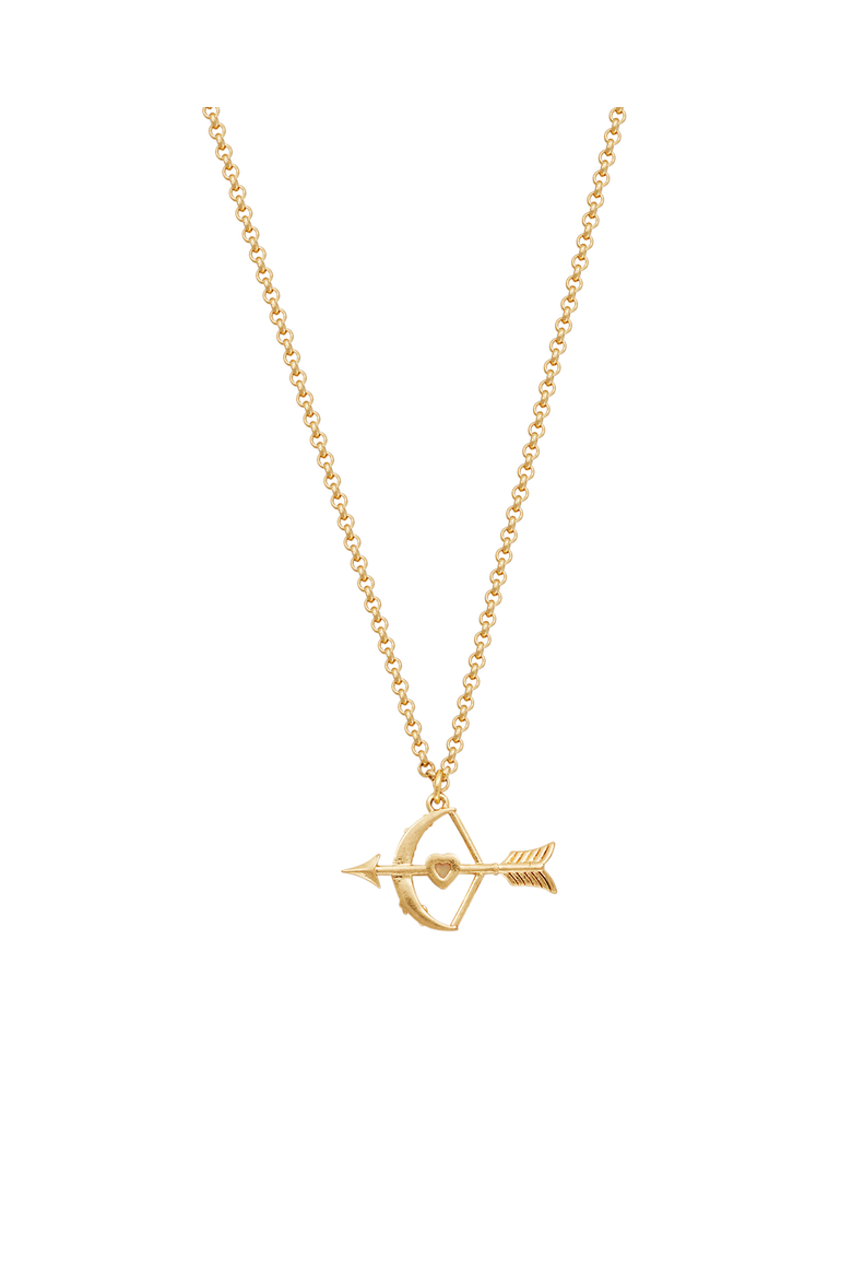 Cupids Bow & Arrow Necklace, Alternate, color, Gold