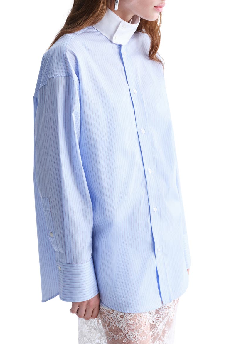 Stand Collar Poplin Button-Up Shirt, Main, color, SKY BLUE