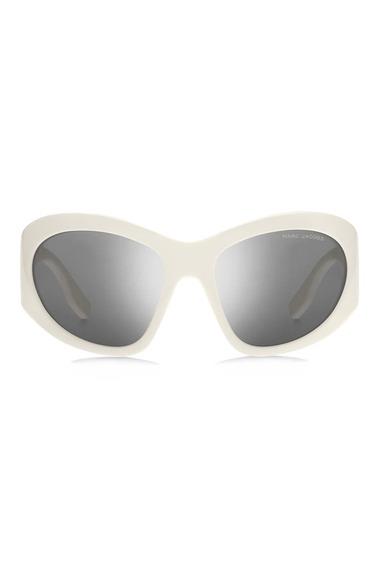 62mm Rectangular Sunglasses, Main, color, IVORY/ SILVER SP