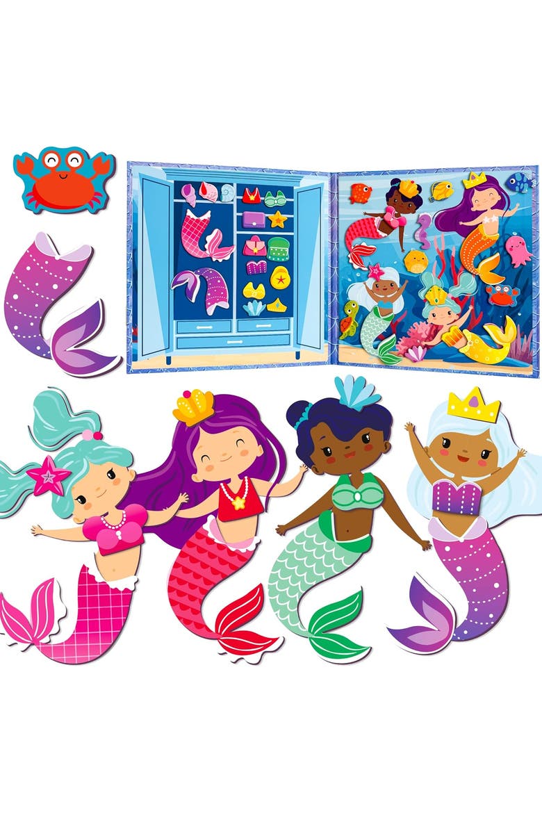 Magnetic Educational Kids Dress-Up Dolls, Main, color, Mermaids