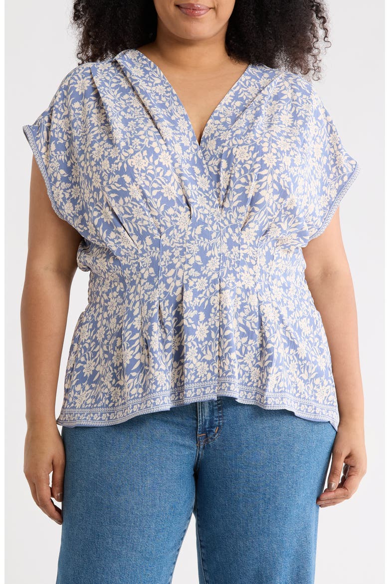 Short Sleeve Peplum Top, Main, color, SKY SUMMER SILHOUETTE