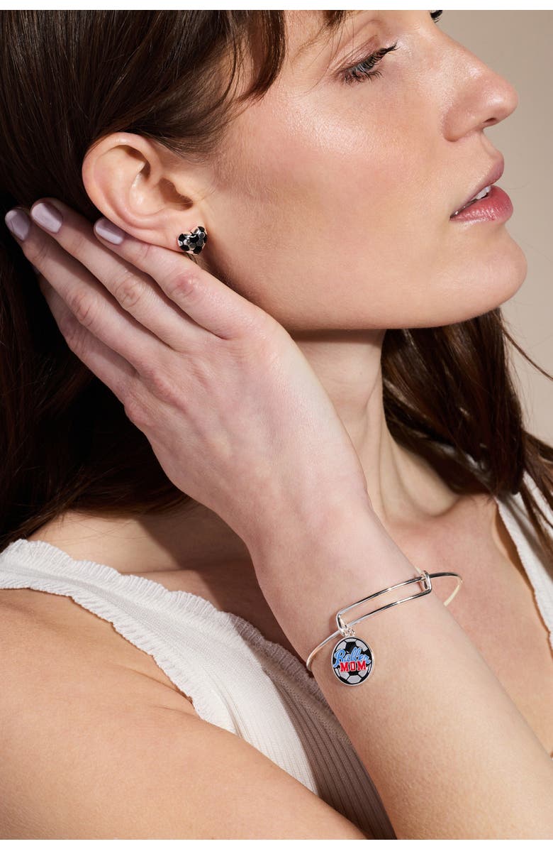 Alex and Ani 'Baller Mom' Soccer Charm Bangle, Alternate, color, Silver