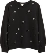 Caslon® Crystal Embellished Sweatshirt