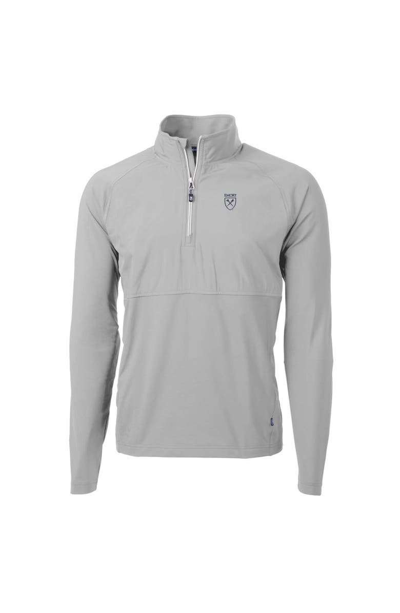 Cutter & Buck Men's Cutter & Buck Silver Emory Eagles Adapt Eco Knit Hybrid Recycled Quarter-Zip Pullover Top, Main, color, Silver