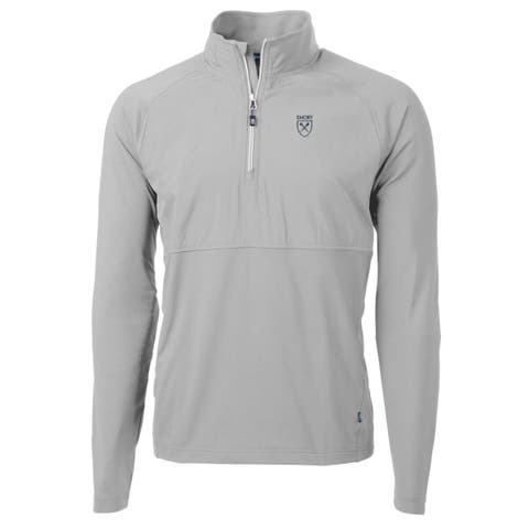 Men's Cutter & Buck Silver Emory Eagles Adapt Eco Knit Hybrid Recycled Quarter-Zip Pullover Top