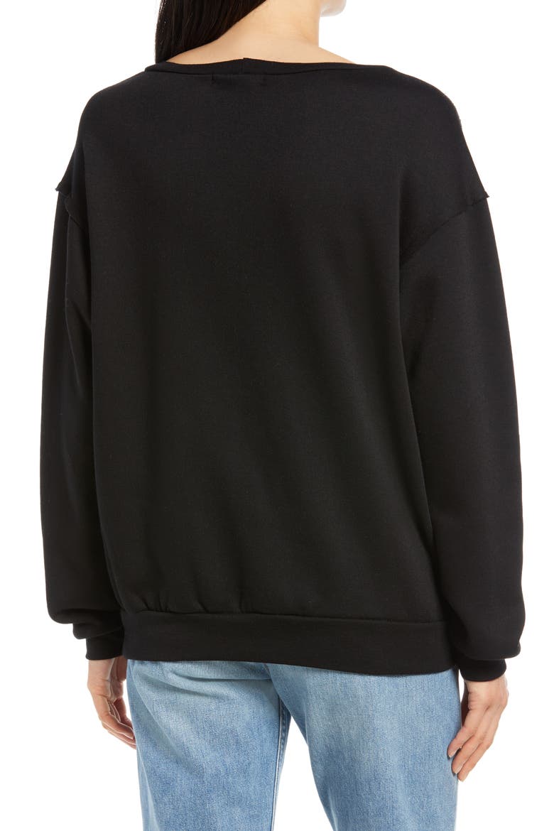 Raw Edge Sweatshirt, Alternate, color, BLACK