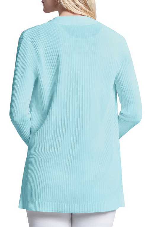 Jones New York Open Front Rib Cardigan In Aqua Mist