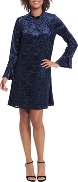 London Times Velvet Long Sleeve Dress