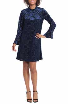 London Times Velvet Long Sleeve Dress