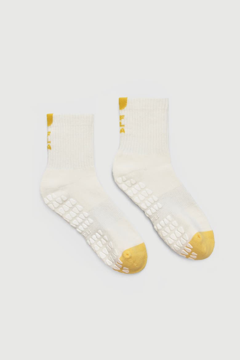 Custard Dipped Crew Grip Socks, Main, color, Custard
