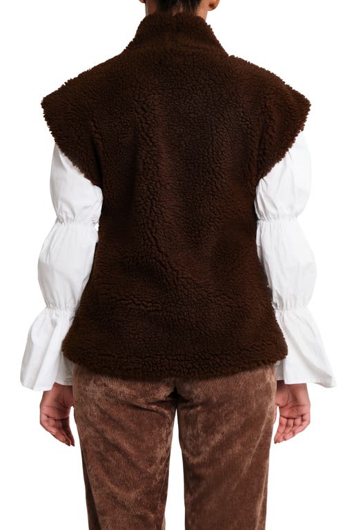 The Lulo Project Bolsa Faux Shearling Vest In Brown