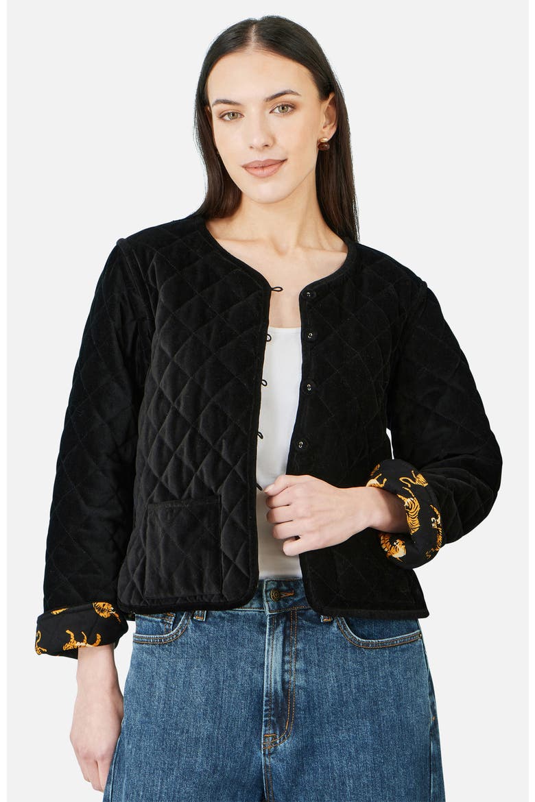Jacket With Reversible Leopard Lining, Alternate, color, Black