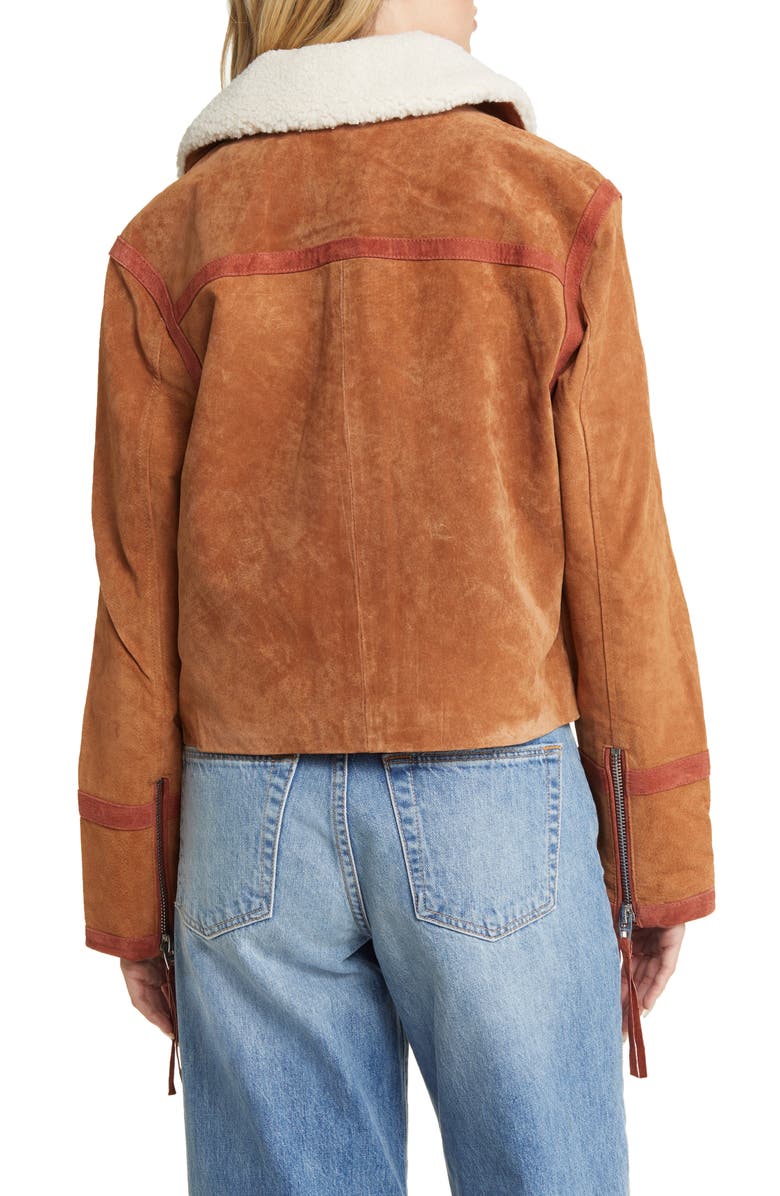 BLANKNYC Suede Jacket with Faux Shearling Collar, Alternate, color,