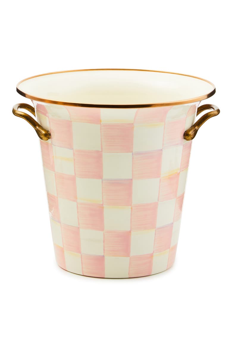 Rosy Check Enameled Steel Wine Cooler, Main, color, ROSY