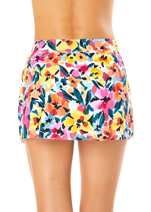 Anne Cole Gradient Floral Drape Front Mid Rise Swim Skirt Bottom In Multicolored