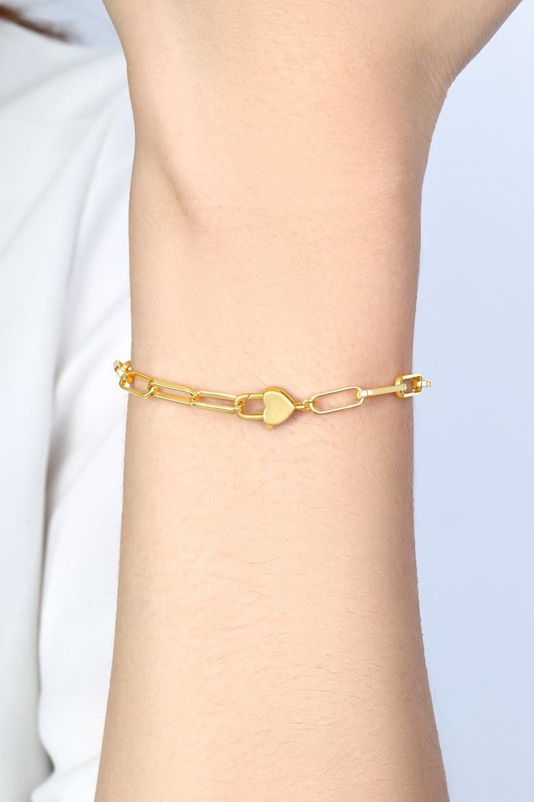 Heart Padlock Bracelet, Alternate, color, Silver