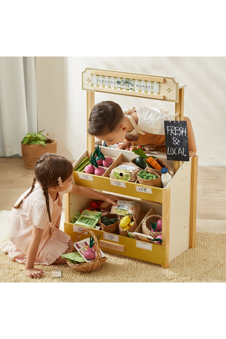 Organic Wooden Play Food Collection for Kids,4 Themed Sets, Alternate, color, Multicolor