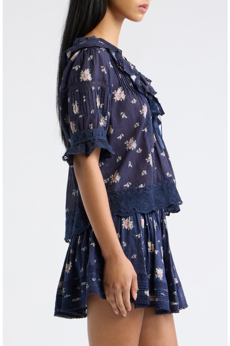 Romilly Ruffle & Lace Top, Alternate, color, INK WASH