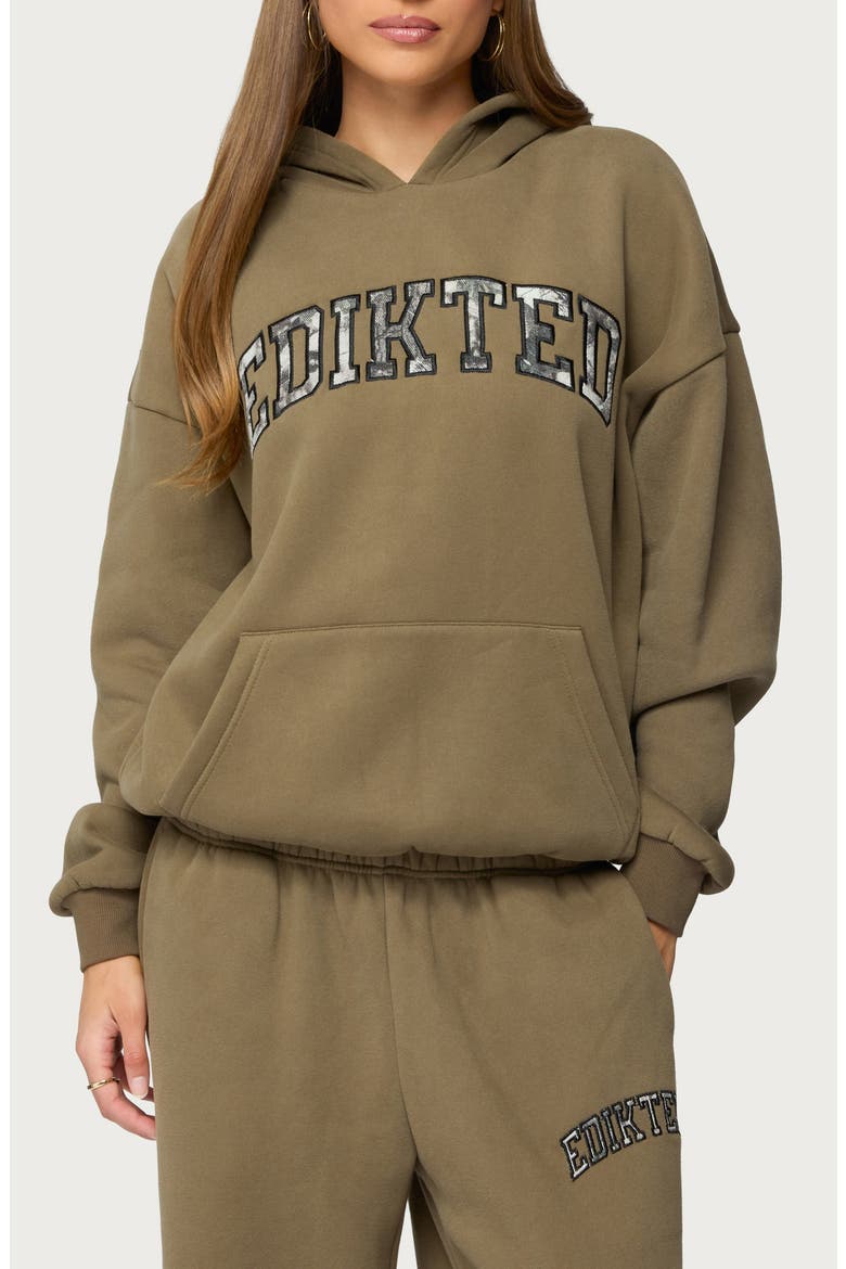 Camo Crush Oversize Fleece Logo Hoodie, Main, color, OLIVE