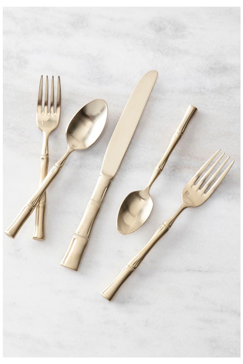 Royal Pacific Brushed Champagne 5-Piece Place Setting, Alternate, color, GOLD