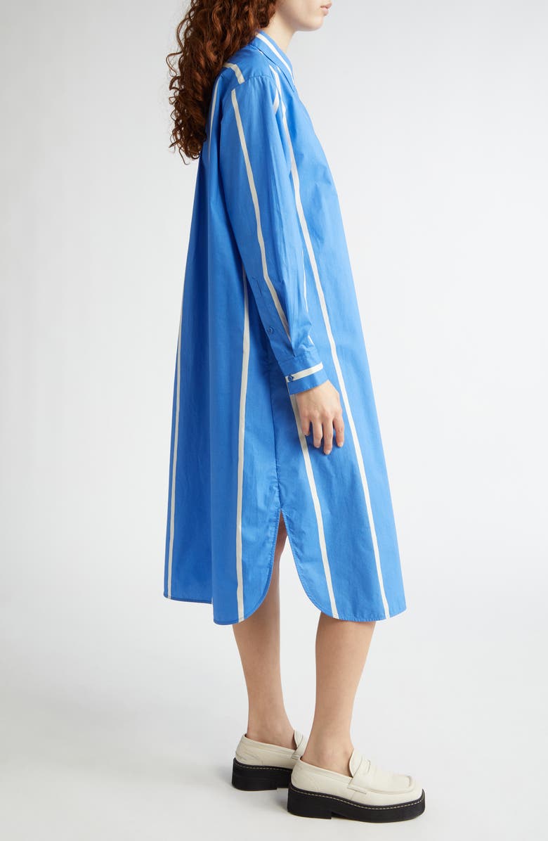 Marimekko Runoelma Puhveli Stripe Long Sleeve Organic Cotton Poplin Shirtdress, Alternate, color, Blue/ Light Yellow
