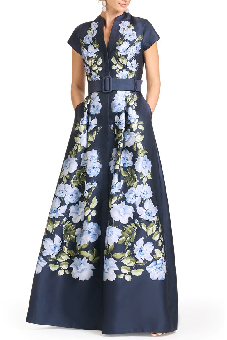 Marta Placed Floral Mikado Gown, Main, color, FLORAL FRESCO