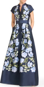 Sachin & Babi Marta Placed Floral Mikado Gown