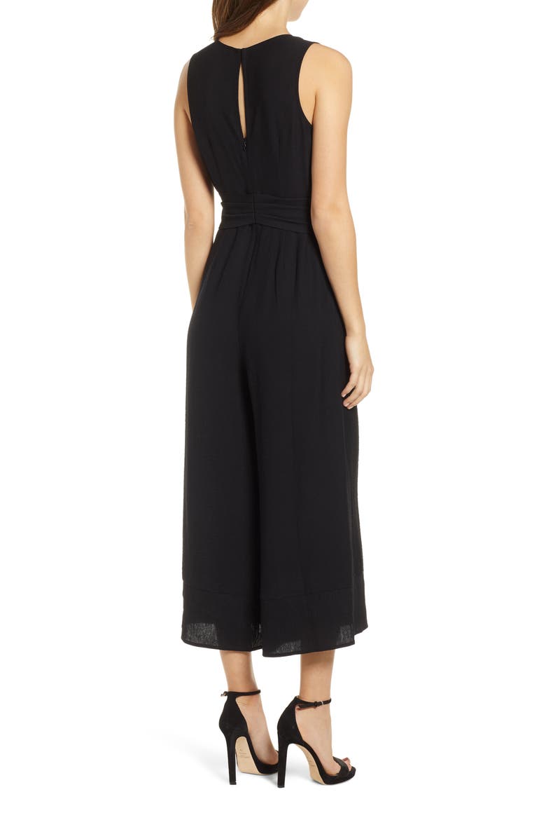 Tie Front Jumpsuit, Alternate, color, BLACK