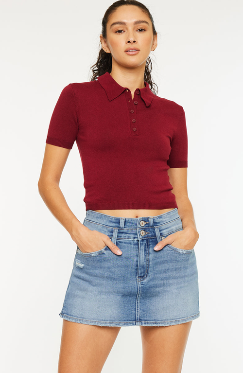 Kancan Maggie High Rise Skort In Medium Wash