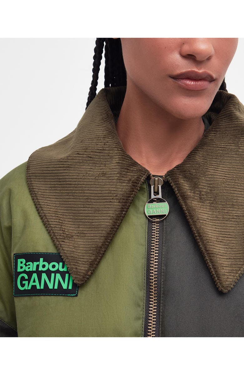 BARBOUR X GANNI Colorblock Oversize Waxed Cotton Bomber Jacket, Alternate, color, 
