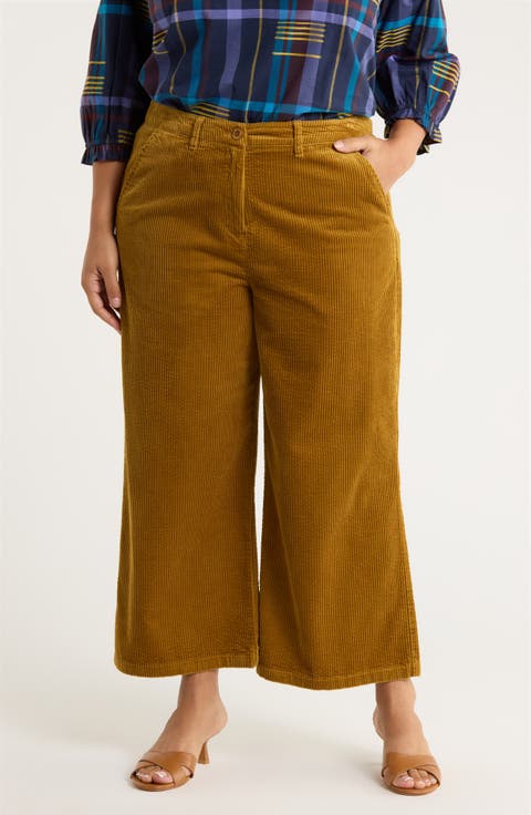 Asphodel Crop Wide Leg Corduroy Pants (Plus)