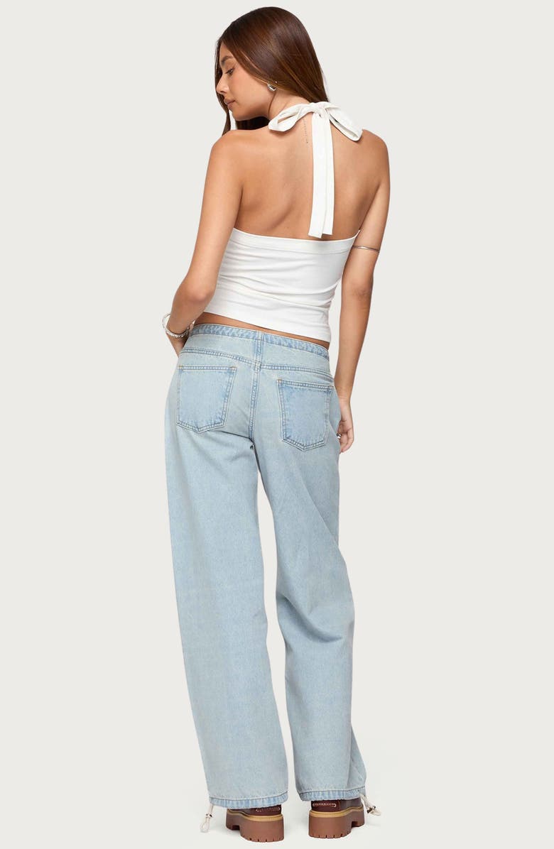 EDIKTED Kylan Asymmetric Stretch Cotton Halter Top, Alternate, color, White