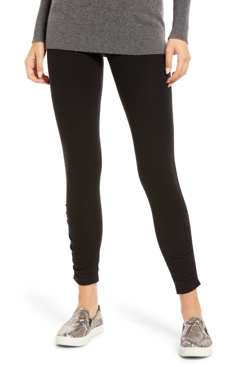 Hue Knit Ruched High Waist Leggings, Main, color, 