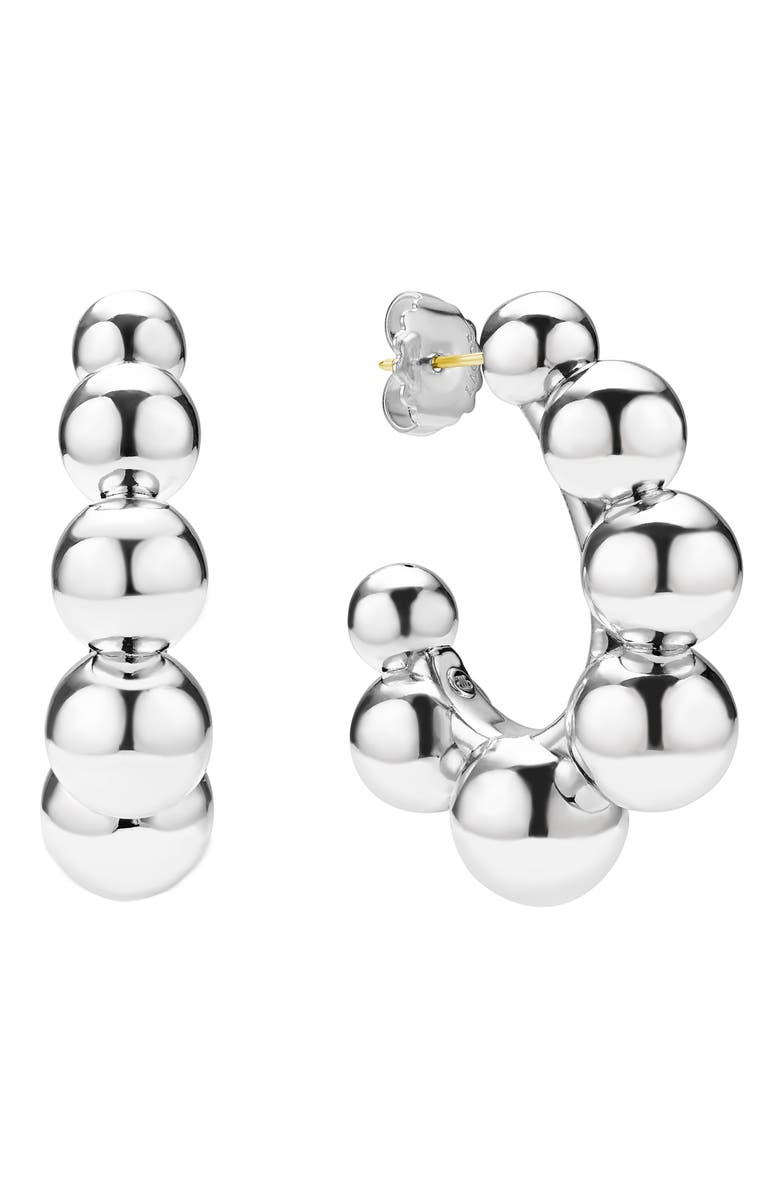 LAGOS Caviar Bubbly Hoop Earrings, Main, color, Sterling Silver