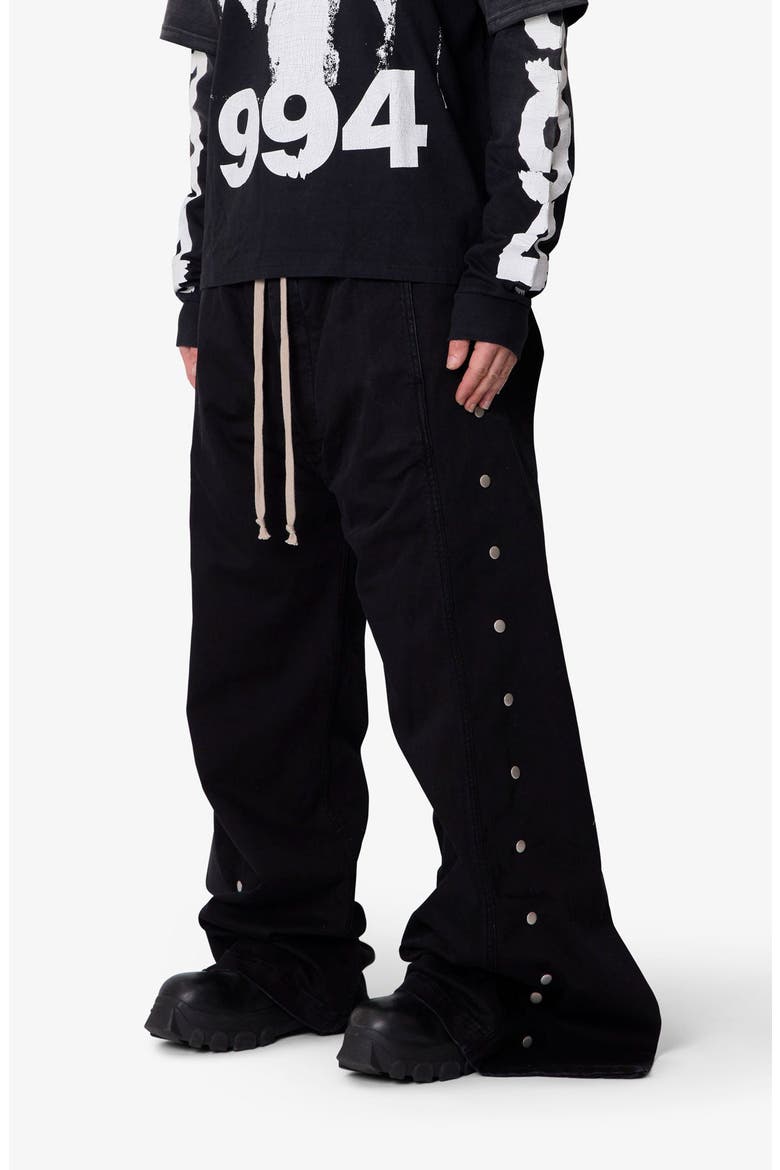 Side Snap Wide Leg Pants, Alternate, color, BLACK