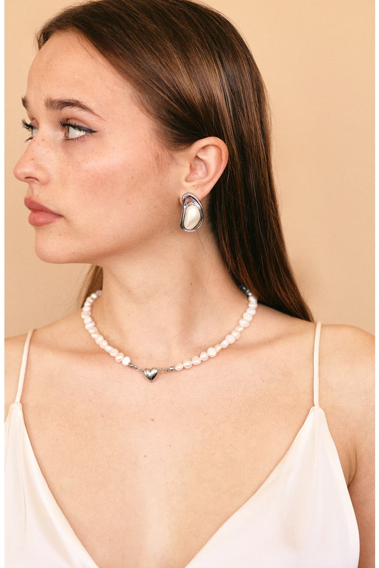Vaila Stud Earrings, Alternate, color, SILVER/ PEARL