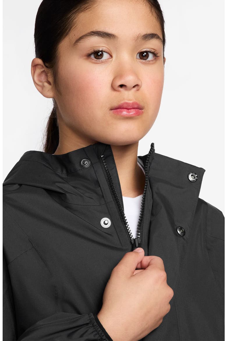 Kids' Storm-FIT Waterproof Hooded Rain Coat, Alternate, color, BLACK/ BLACK