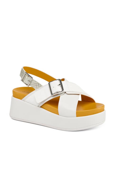 Bin Leather Cross Strap Platform Sandal