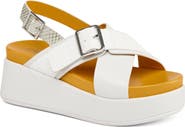 JSlides Footwear Bin Leather Cross Strap Platform Sandal