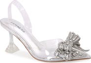 BERNESS Nina Rhinestone Bow Clear Kitten Heel Pump