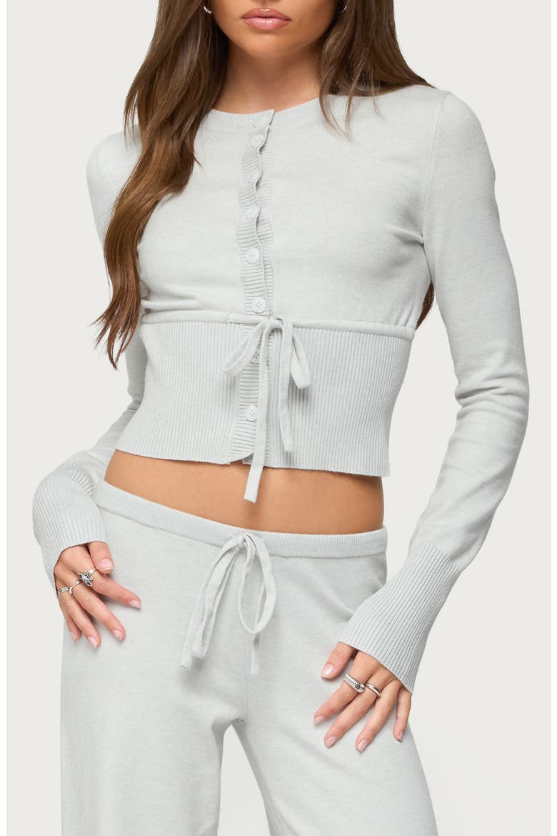 Embryn Drawstring Waist Cardigan, Main, color, LIGHT-GREY-MELANGE
