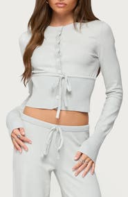EDIKTED Embryn Drawstring Waist Cardigan