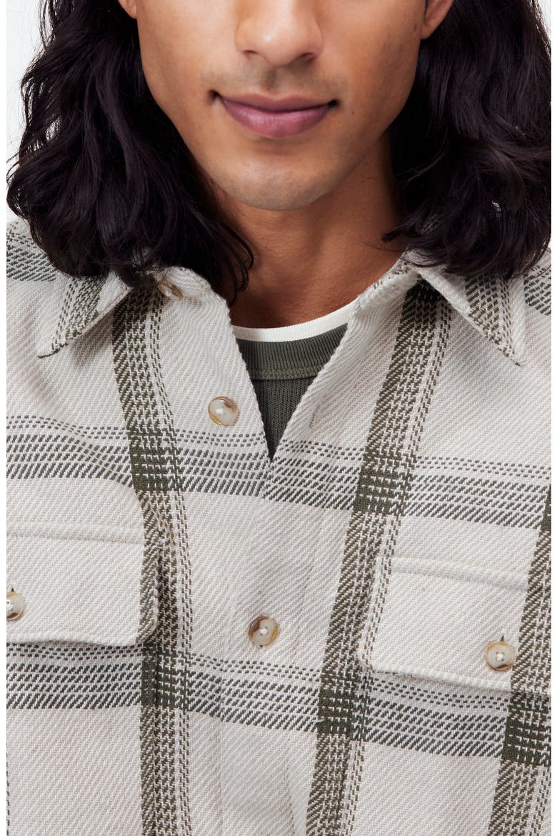 Plaid Cotton Blend Flannel Button-Up Shirt, Alternate, color, BLEACHED CANVAS HEATHER
