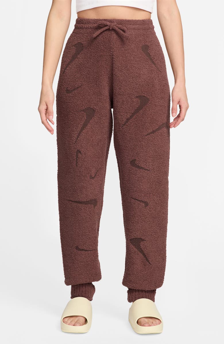 Nike Phoenix Bouclé High Waist Joggers, Main, color, Red Sepia
