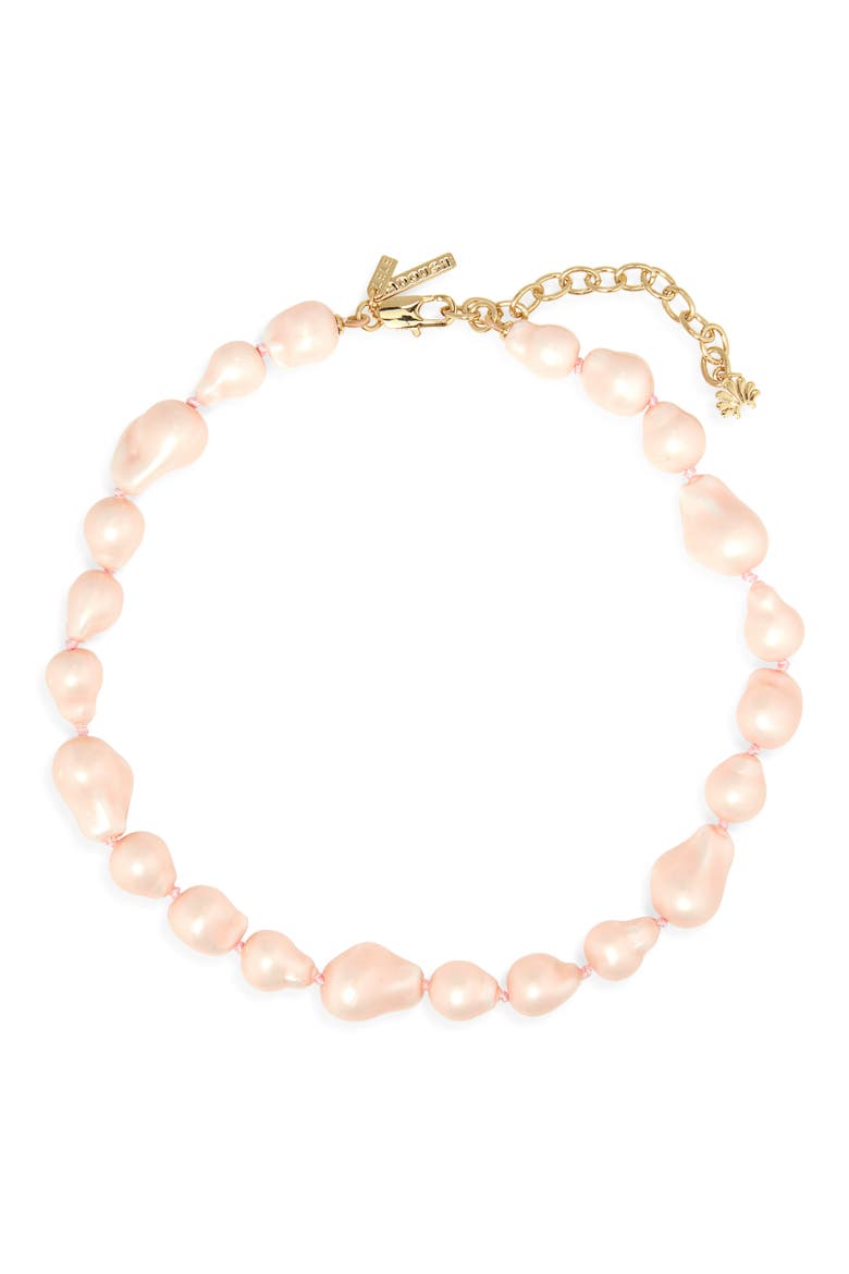 Baroque Imitation Pearl Collar Necklace, Main, color, ROSE