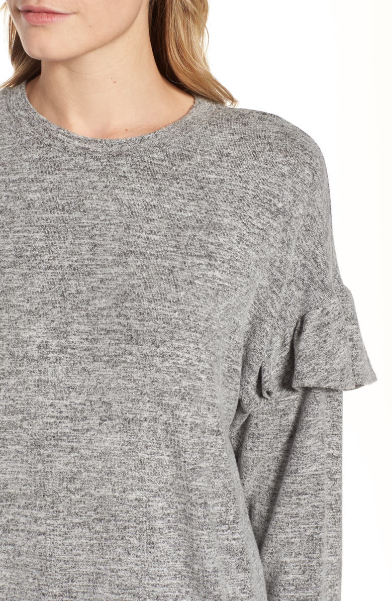 Bobeau Ruffle Sleeve Sweatshirt, Alternate, color, 
