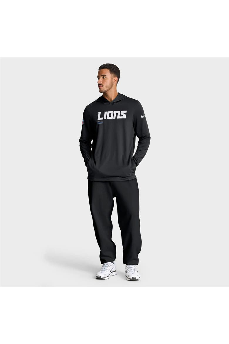 Men's Nike Black Detroit Lions Sideline Pure Fury Performance Long Sleeve Hoodie T-Shirt, Alternate, color, Black