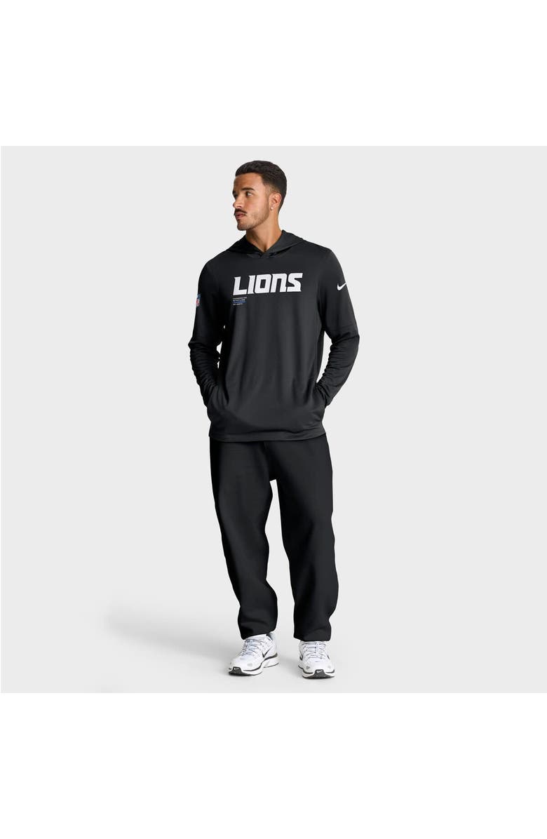 Nike Men's Nike Black Detroit Lions Sideline Pure Fury Performance Long Sleeve Hoodie T-Shirt, Alternate, color, Black